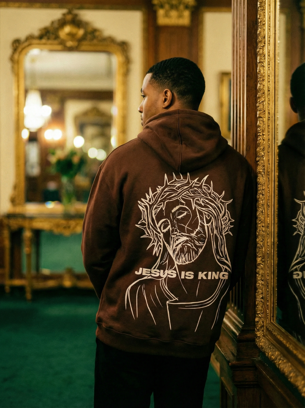 Jesus is King Hoodie BROWN