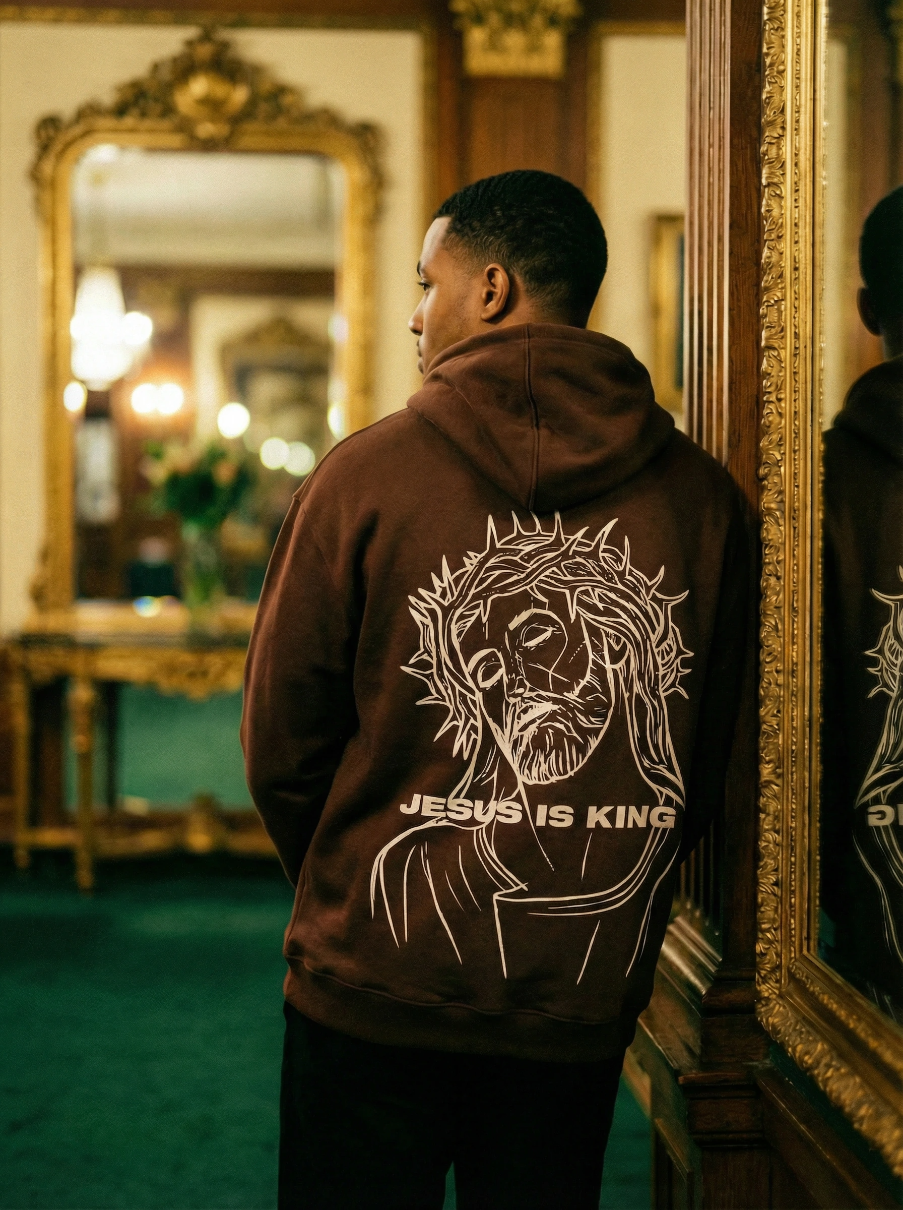 Jesus is King Hoodie BROWN